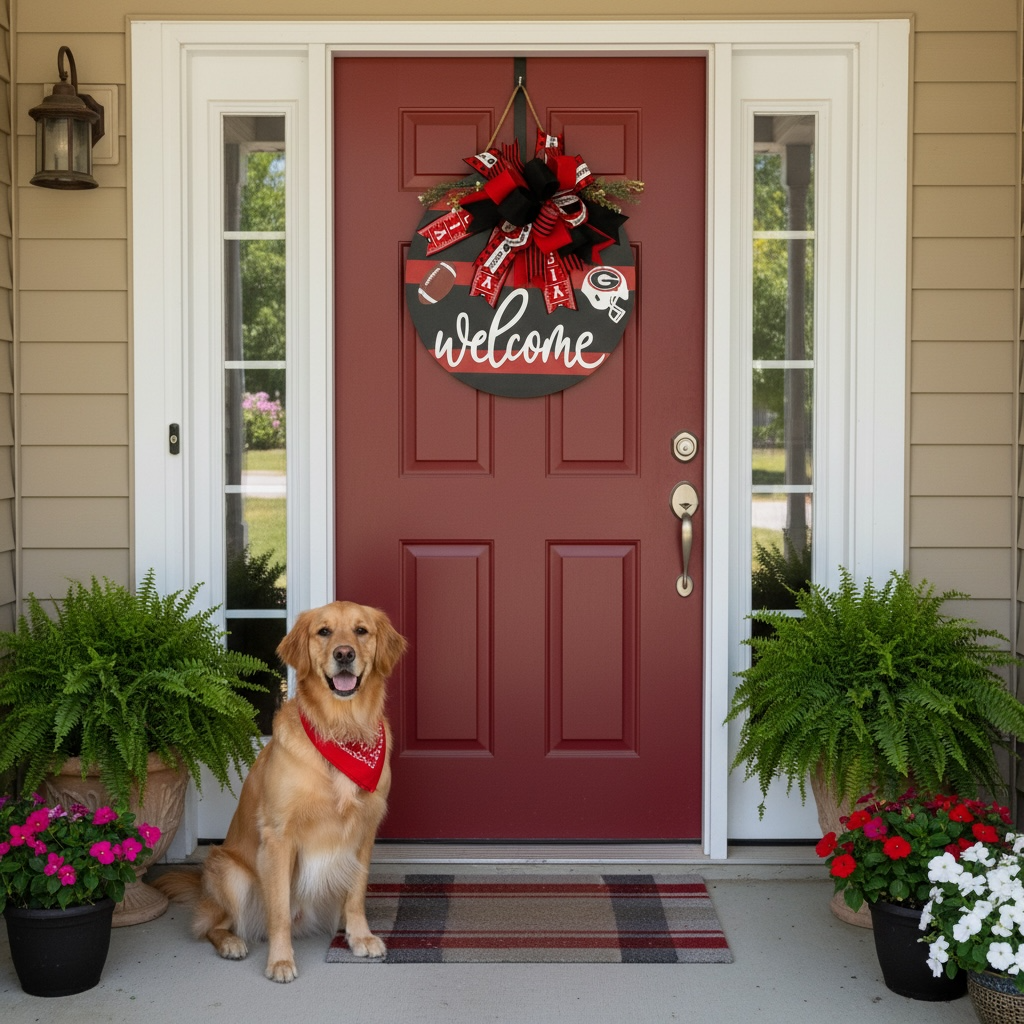 GA Bulldogs Welcome Door Sign