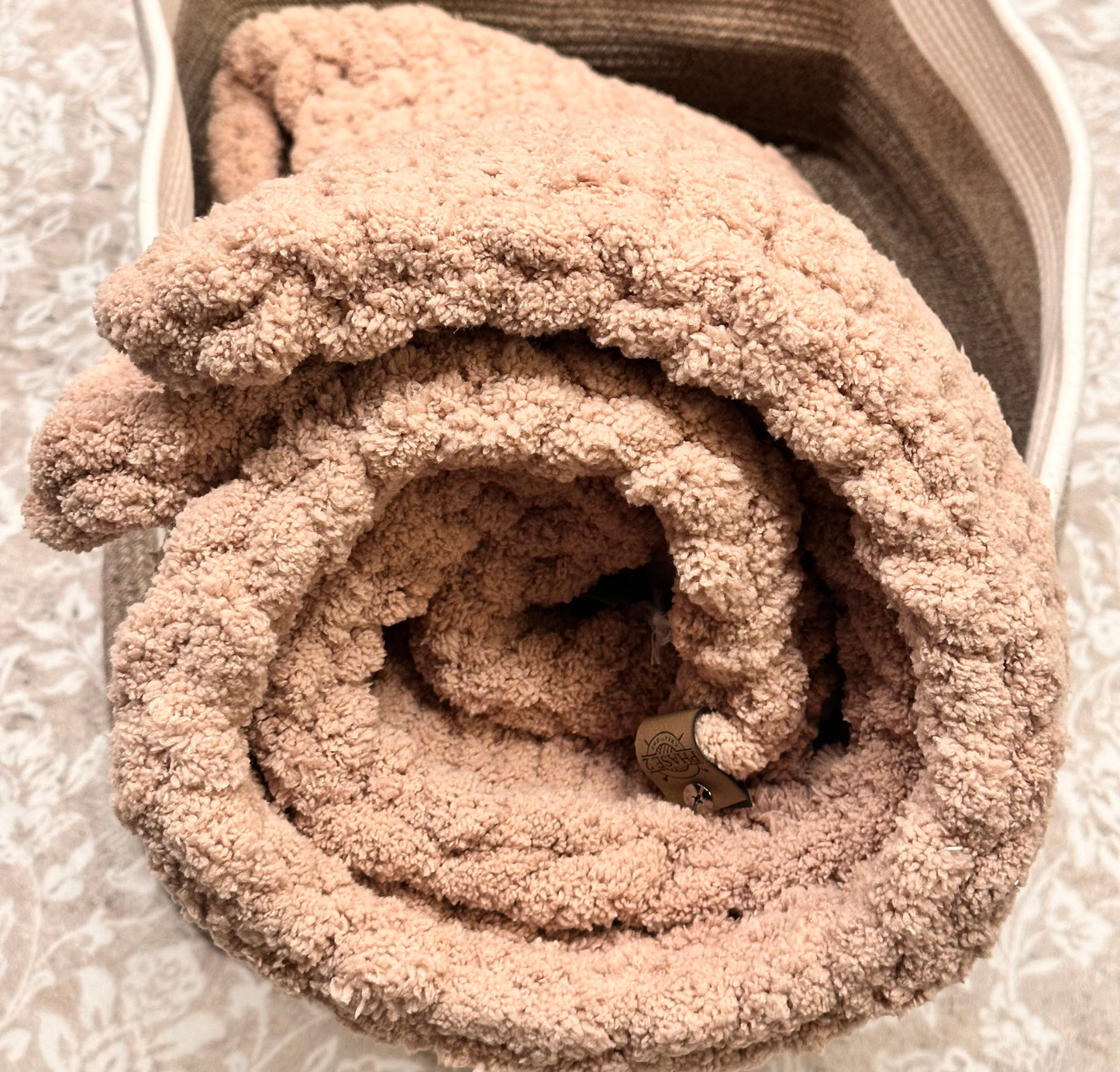 Chunky Knit Blanket -Small 36” x 48” - Taupe/Khaki