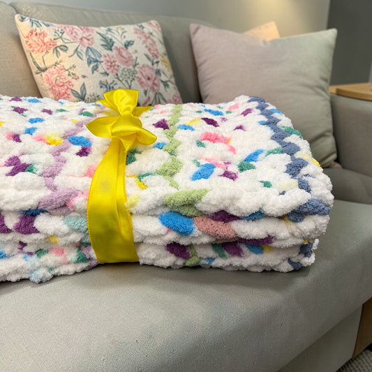 Spring multi color blanket with solid lines