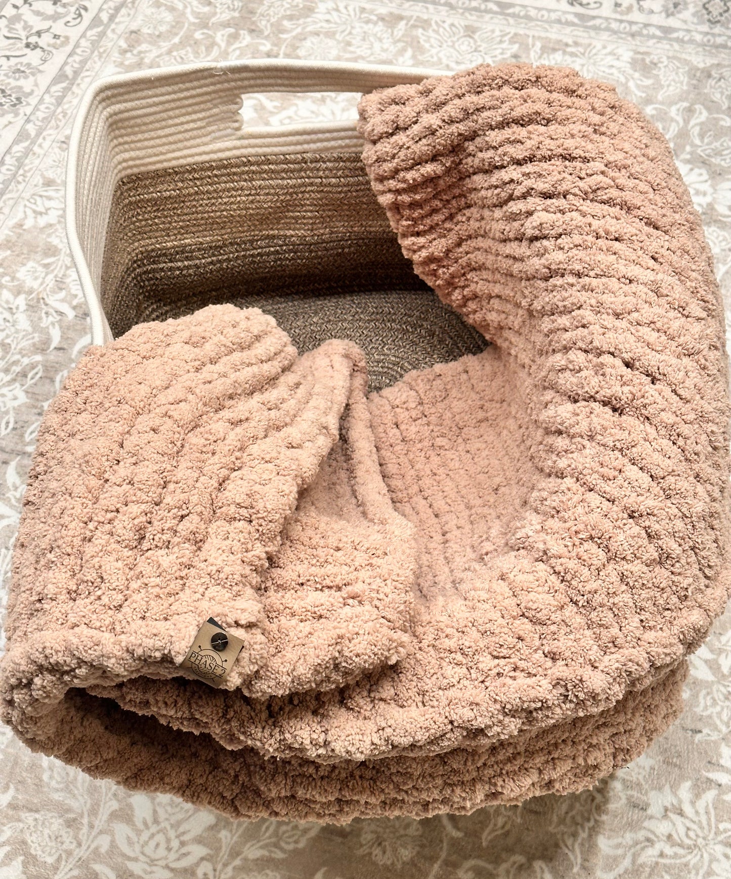 Chunky Knit Blanket -Small 36” x 48” - Taupe/Khaki