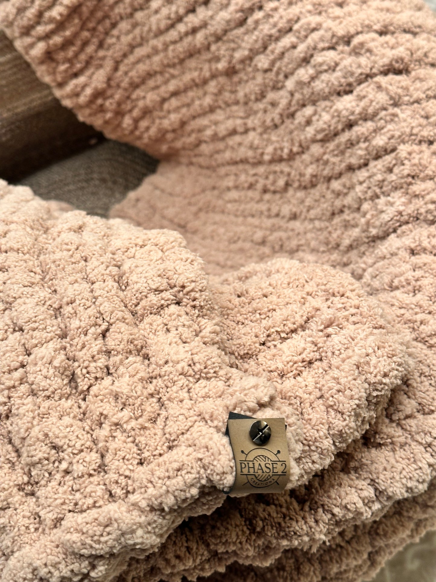 Chunky Knit Blanket -Small 36” x 48” - Taupe/Khaki